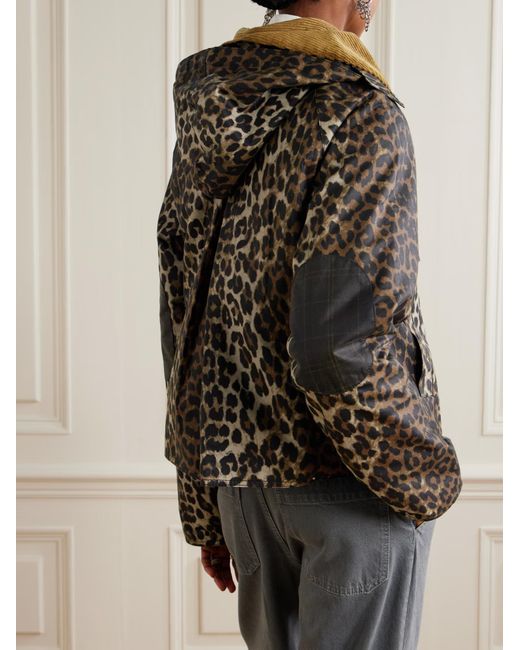 Barbour Brown Ganni Leopard Print Hooded Jacket