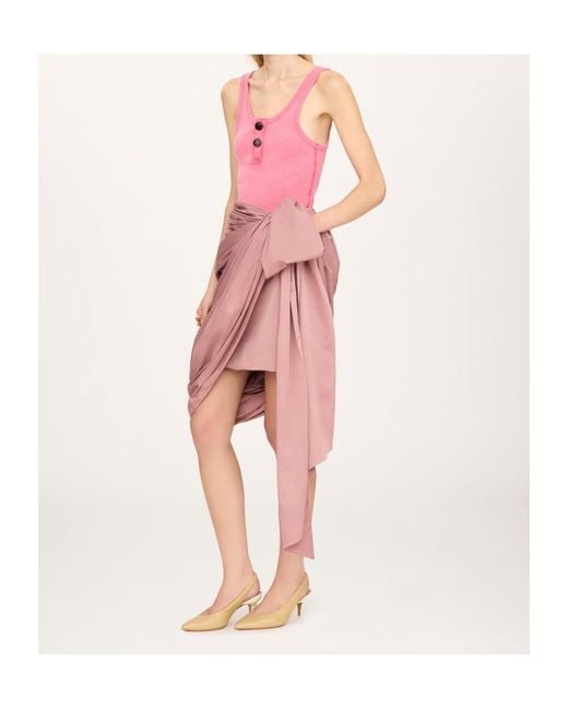 Chloé Pink Technical Satin Mid-Length Wrap Skirt