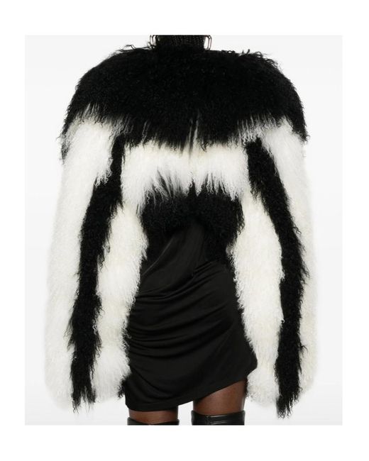 The Attico Black The Oversized Fit Patterned Shearling Jacket