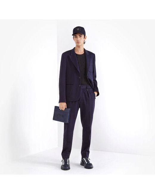 Fendi Blue Mini Logo Tote Handbag for men