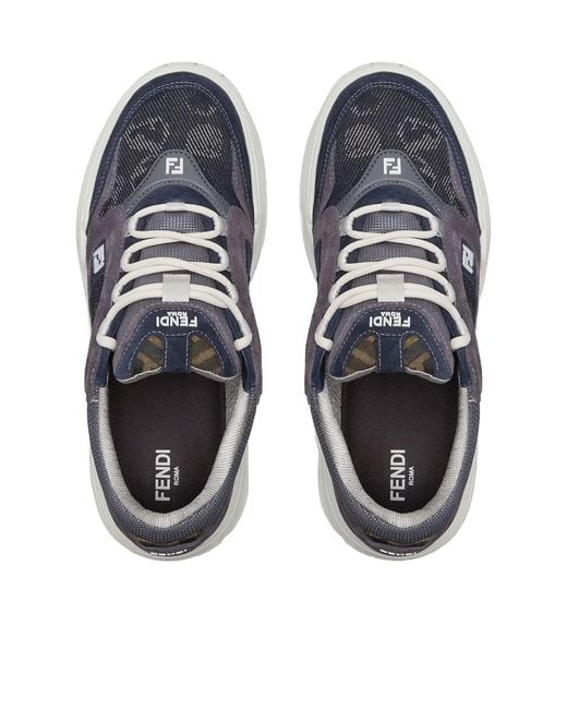 Fendi Blue Force Lace-Up Sneakers for men