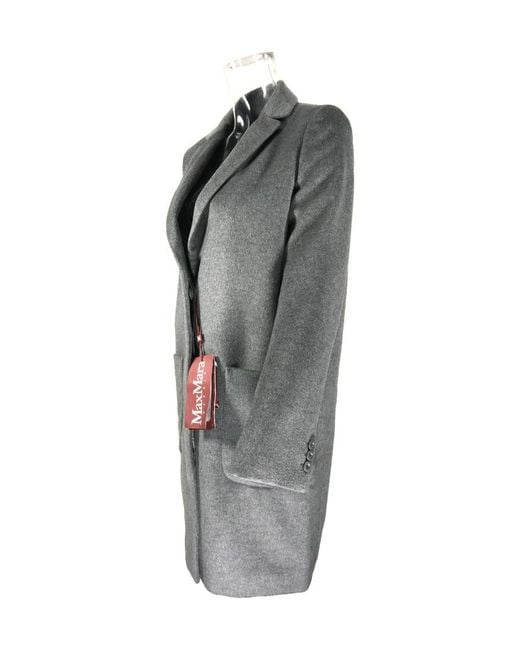 Max Mara Gray Lapel Long-Sleeved Coat