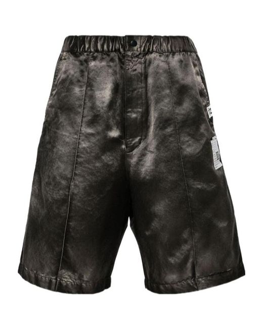 Maison Mihara Yasuhiro Gray Logo Patch Satin Bermuda Shorts for men