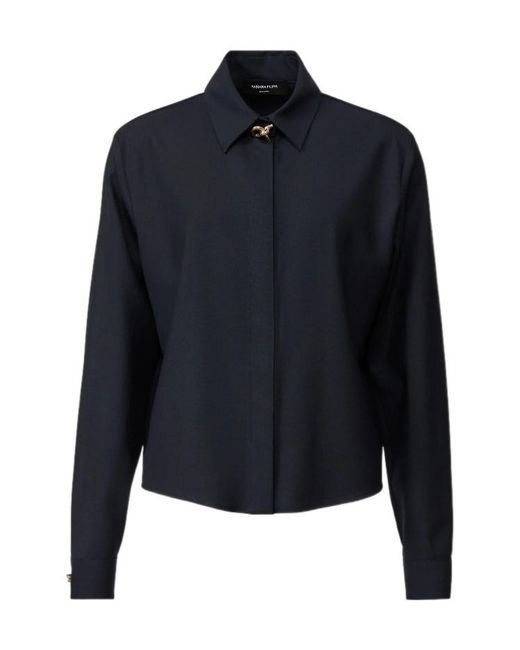 Fabiana Filippi Blue Jewel-Detail Long-Sleeve Top