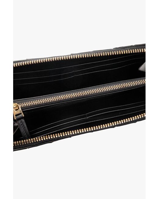 Bottega Veneta Black Intrecciato Zip Around Wallet