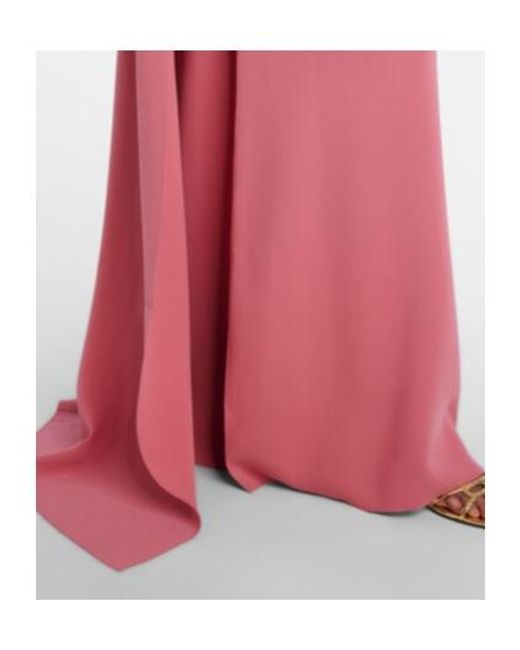 Oscar de la Renta Pink Caped Silk-Blend Gown