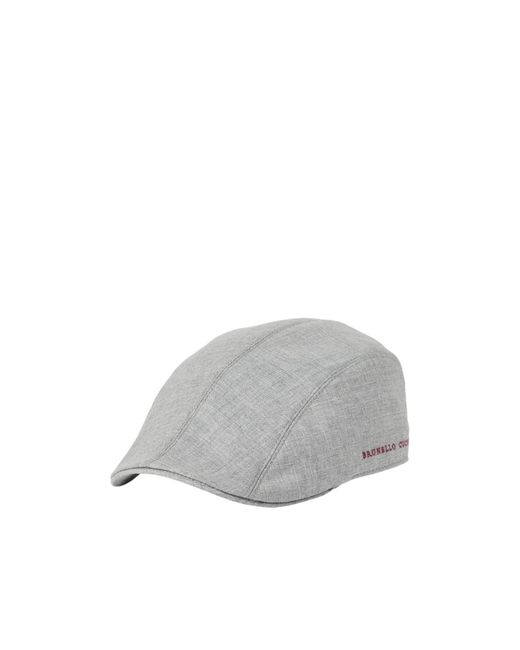 Brunello Cucinelli Gray Logo Embroidered Curved Peak Cap for men