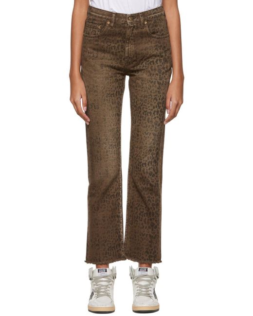 Golden Goose Deluxe Brand Gray Leopard Printed Flared Jeans