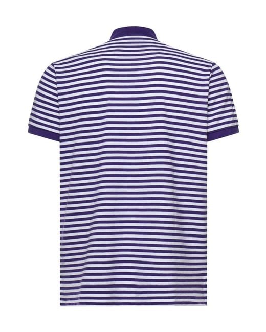 Polo Ralph Lauren Blue Logo Embroidered Striped Polo Shirt for men