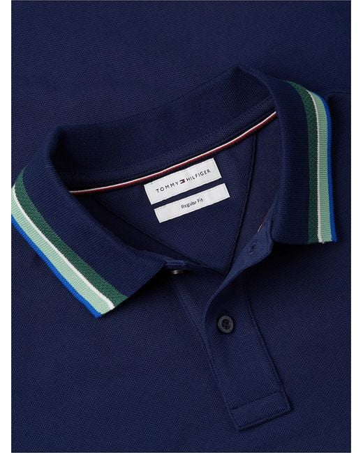 Tommy Hilfiger Blue Regular Fit Tipped Polo Shirt for men