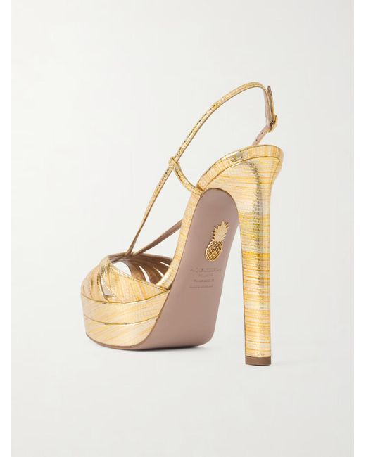 Aquazzura Metallic Snake-Effect Leather Platform Sandals