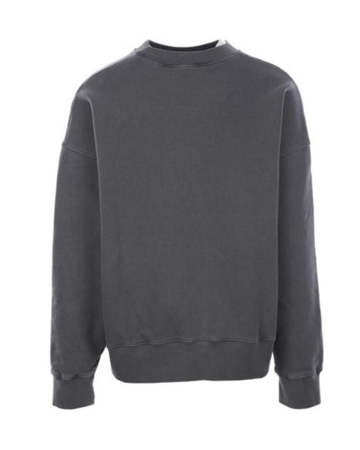 Palm Angels Gray Logo Printed Crewneck Sweatshirt for men