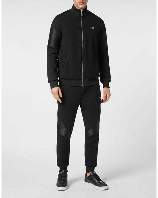 Philipp Plein Black Long-Sleeved Sportswear And Trouser Sets for men