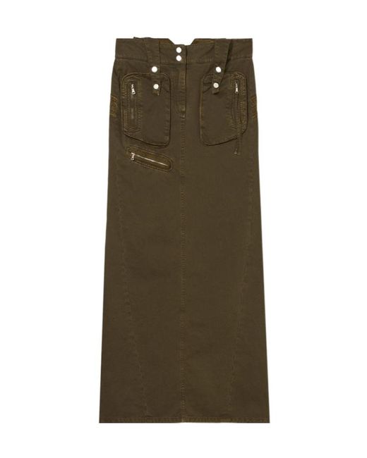 Blumarine Green Back Slit Skirt