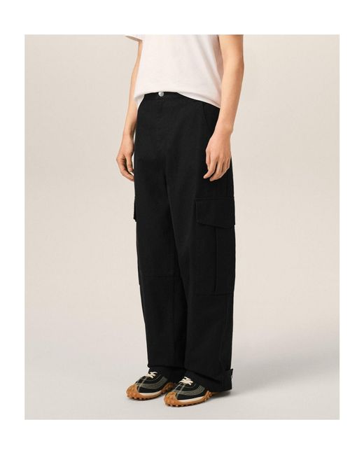 AMI Black Belt-Loop Cargo Trousers for men