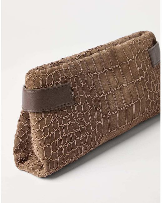 Brunello Cucinelli Brown Essence Embossed Clutch Bag