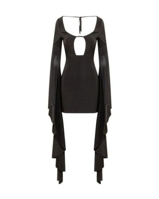 GIUSEPPE DI MORABITO Black Cut Out Draped Sleeves Mini Dress
