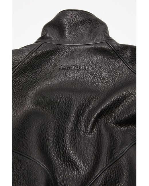 Acne Black Leather Logo Blouson