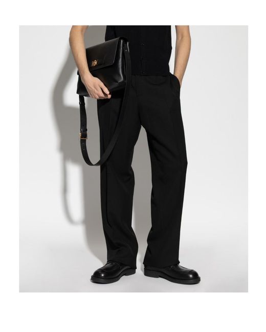 Versace Black Pleated Tailored Trousers for men