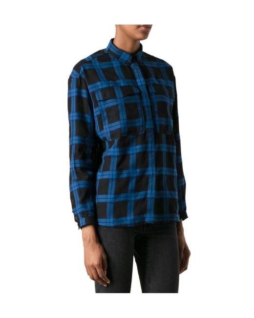 Burberry Blue Checkered Detail Shirt