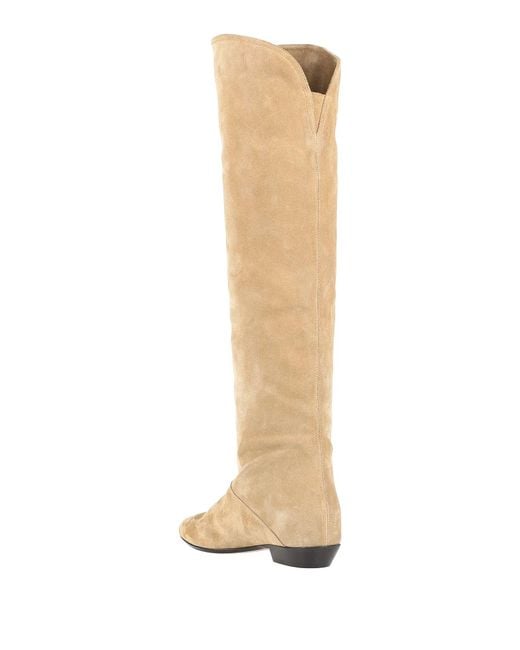 Isabel Marant White Solid Pointed-Toe Flat Leather Boots