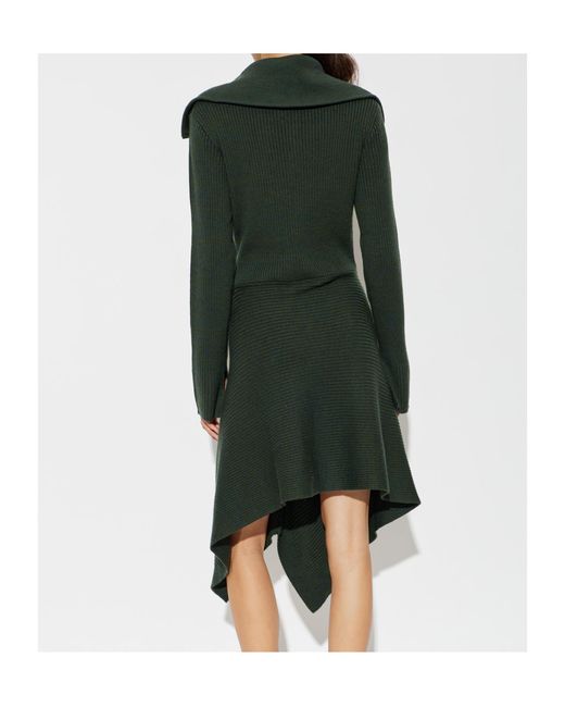 Ganni Green Long-Sleeved Dress