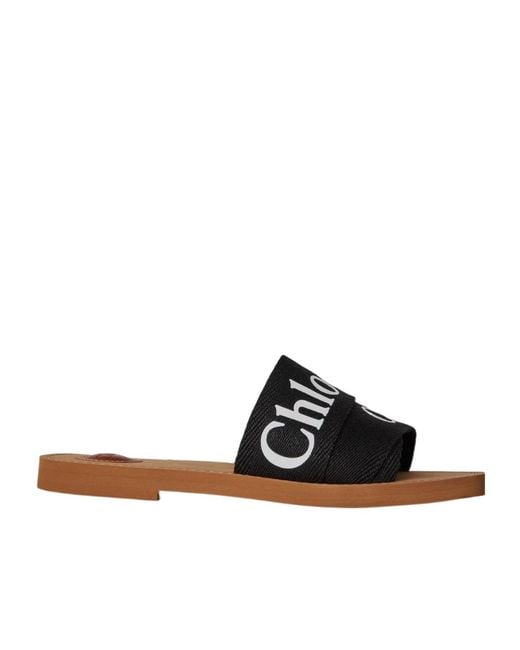 Chloé Brown Logo Slippers