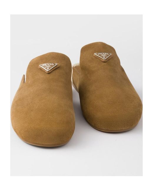 Prada Brown Suede Mules for men