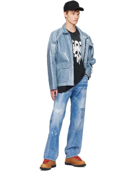 DSquared² Blue Logo-Patch Distressed Jeans for men