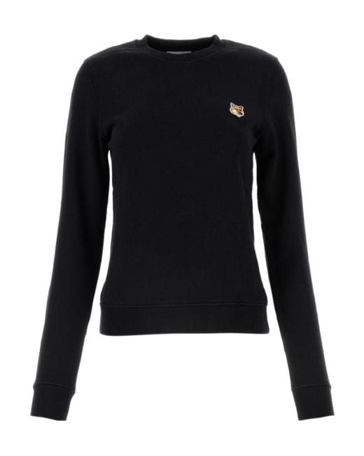 Maison Kitsuné Black Maison Kitsuné Fox Head Patch Crewneck Sweatshirt