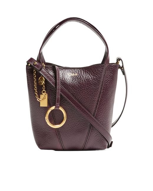 Chloé Purple Spin Grain Leather Tote Bag
