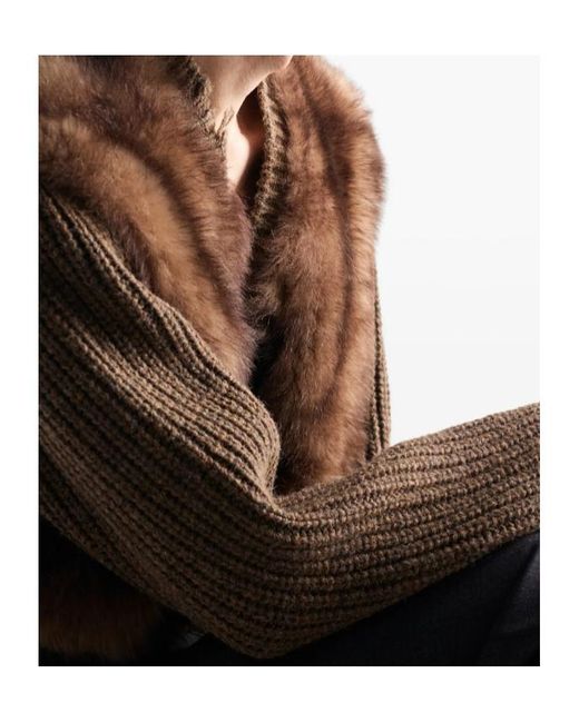 Prada Brown Wool And Shearling Cardigan for men