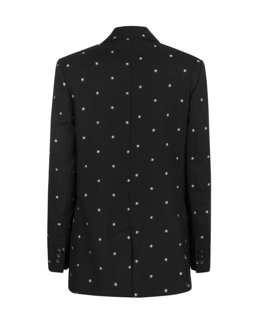 RED Valentino Black Star-Printed Double Breasted Blazer