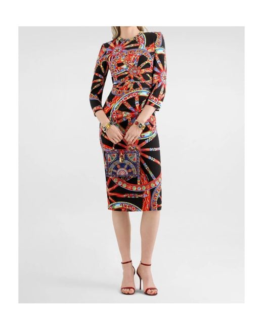 Dolce & Gabbana Red Carretto-Print Charmeuse Dress