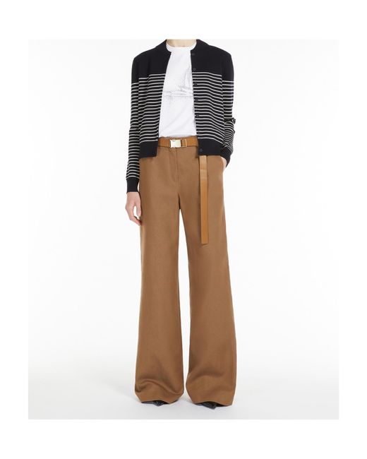 Max Mara Brown Studio Murge Belted Wide Leg Trousers