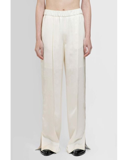 Jil Sander White Straight-Leg Side Slits Trousers