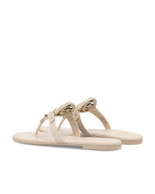 Tory Burch Metallic Miller Logo Plaque Thong Sandals
