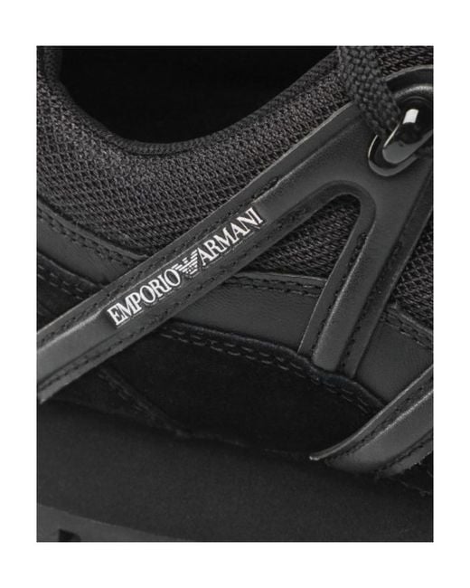 Emporio Armani Black Round Head Lace-Up Casual Shoes for men