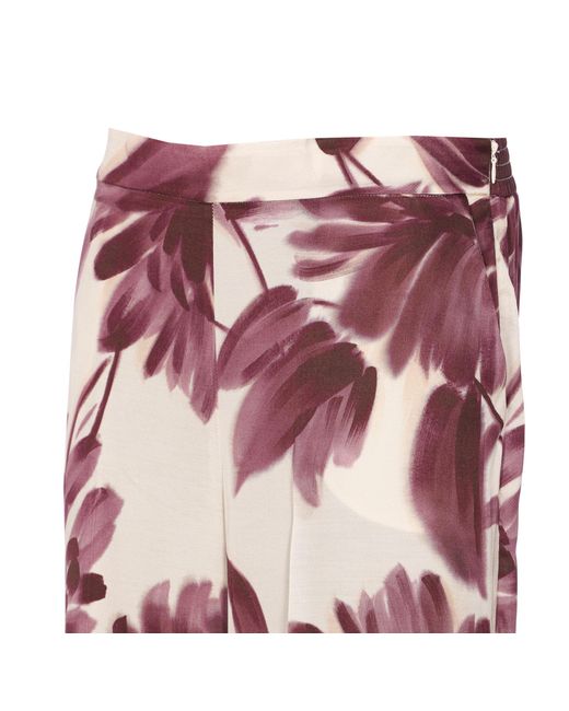 Twinset Red Floral Printed Wide Trousers