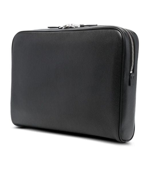 Tom Ford Black Supple Grain Leather Laptop Pouch for men