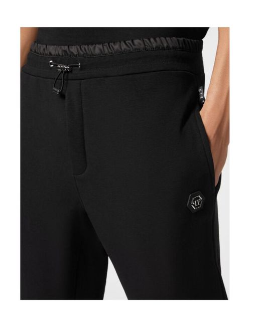 Philipp Plein Black Drawstring Straight Leg Pants for men