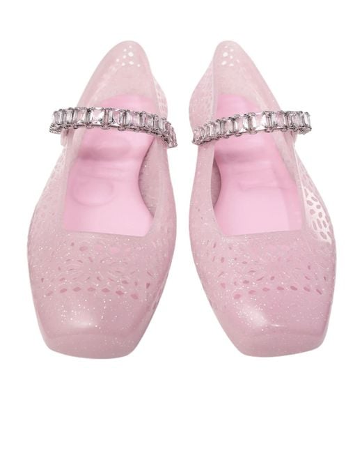 Jimmy Choo Pink The Jelly Embellished Ballerina Flats