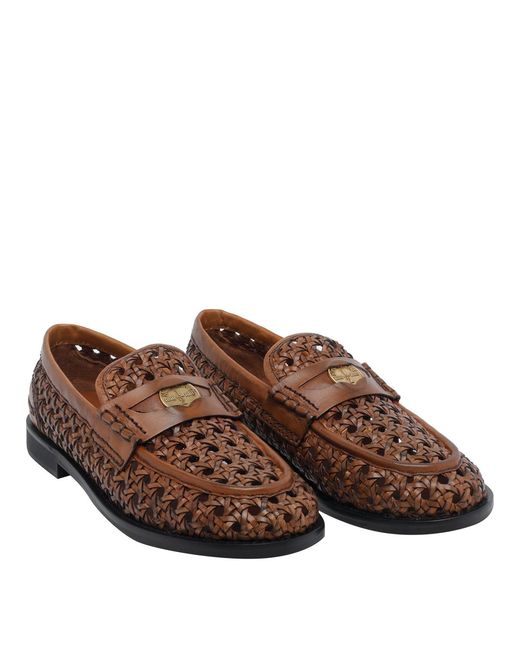 Miu Miu Brown Round-Toe Loafers