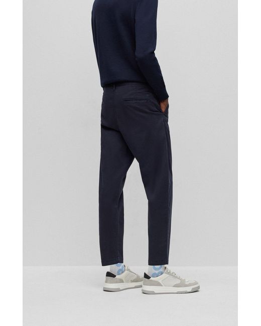 Boss Blue Belt-Loop Casual Pants for men