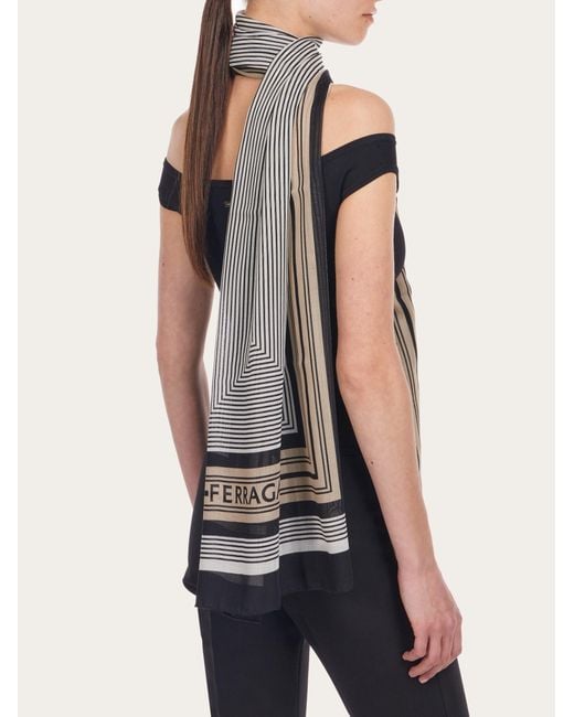 Ferragamo Gray Ferragamo Bandeau Twilly Striped Scarf