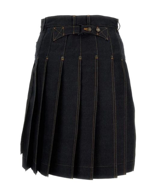 Thom Browne Black Pleated Stitched Skirt