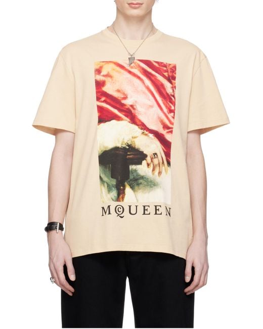McQueen White Graphic Printed Crewneck T-Shirt for men