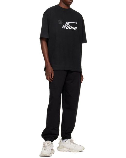 we11done Black Logo Round-Neck T-Shirt for men