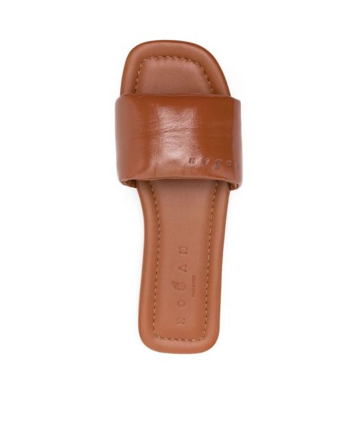 Hogan Pink Leather Slides