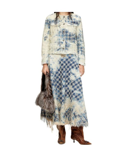 DIESEL Blue De-Annet-Fsh1 Distressed Skirt